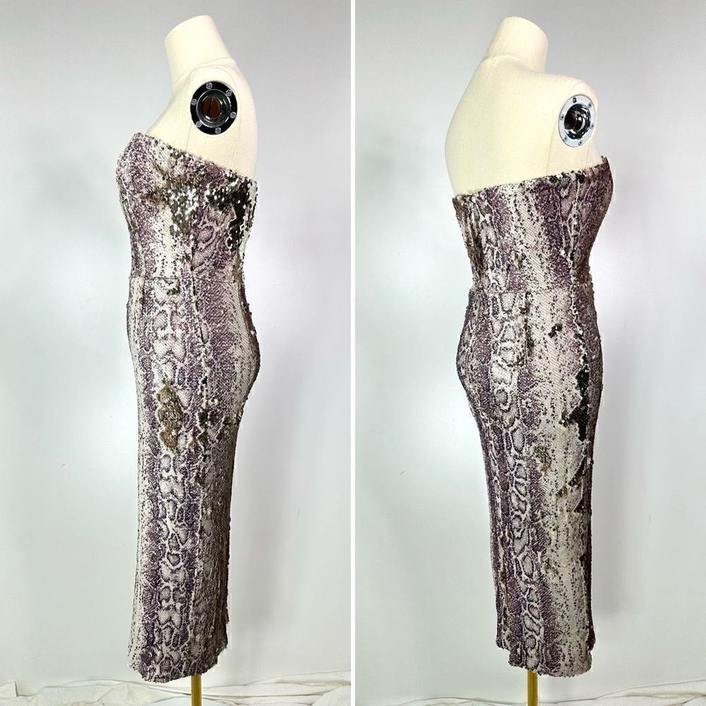 Dress the Population Strapless Sequin Snake-Print Midi Dress Size XXS .Mob Wife. - Picture 3 of 15